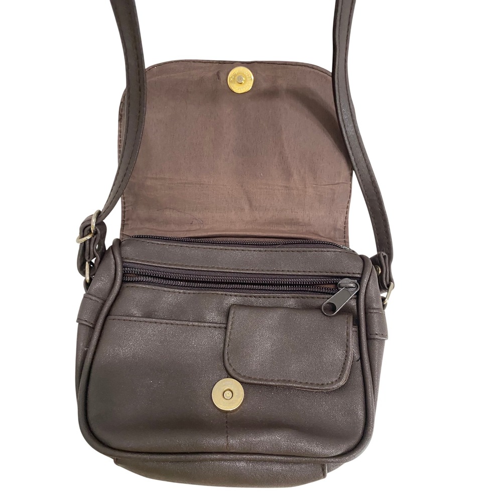 Unbranded Crossbody Bag Women Small Brown Excellent Multi Pocket Faux Leather